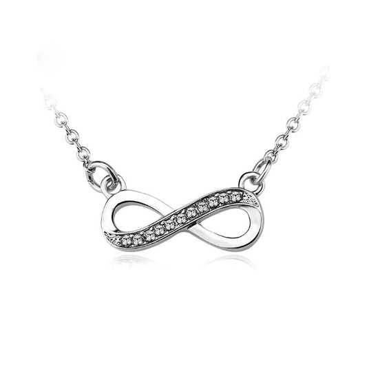 Infinity Design Micro-Pav'e White Gold Necklace, , ALILY , ALILY  fashion jewelry, cheap jewelry, jewelry for mom, 