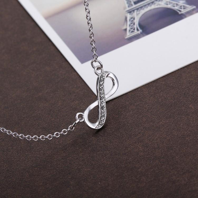 Infinity Design Micro-Pav'e White Gold Necklace, , ALILY , ALILY  fashion jewelry, cheap jewelry, jewelry for mom, 