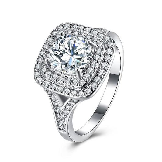 2.50 ct Cushion Double Halo Square Engagement Ring, Rings, ALILY , ALILY   jewelryjewelry deals, swarovski crystal jewelry, groupon jewelry,, jewelry for mom,