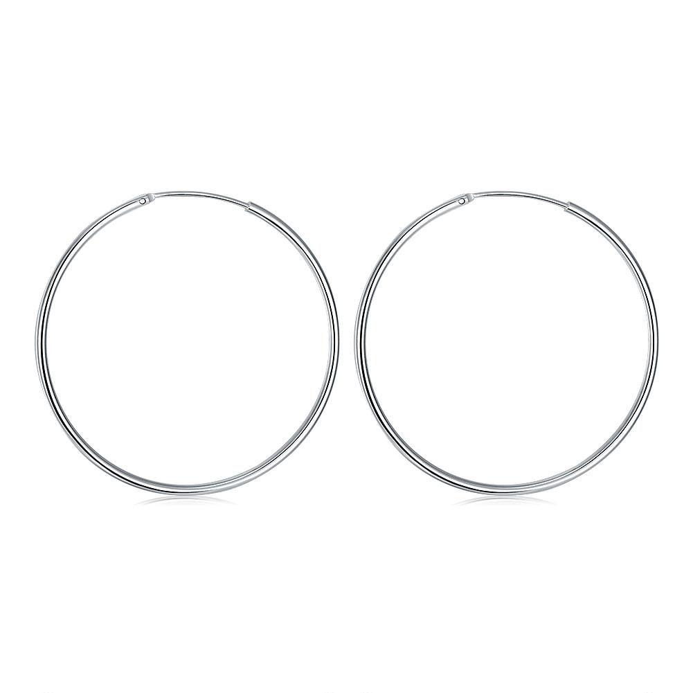 50mm Smooth Hoop Earring in 18K White Gold Plated, Earring, ALILY , ALILY   jewelryjewelry deals, swarovski crystal jewelry, groupon jewelry,, jewelry for mom,