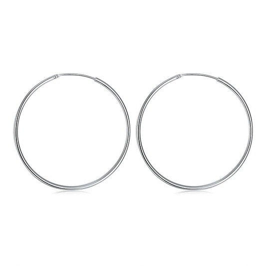 50mm Smooth Hoop Earring in 18K White Gold Plated, Earring, ALILY , ALILY   jewelryjewelry deals, swarovski crystal jewelry, groupon jewelry,, jewelry for mom,