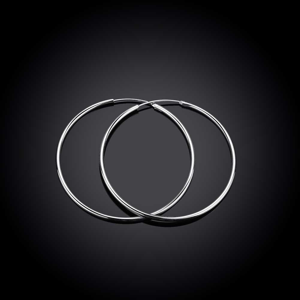 50mm Smooth Hoop Earring in 18K White Gold Plated, Earring, ALILY , ALILY   jewelryjewelry deals, swarovski crystal jewelry, groupon jewelry,, jewelry for mom,