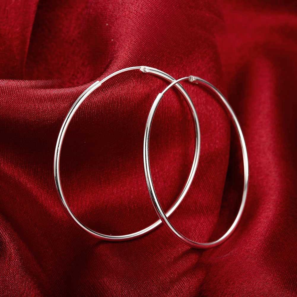 50mm Smooth Hoop Earring in 18K White Gold Plated, Earring, ALILY , ALILY   jewelryjewelry deals, swarovski crystal jewelry, groupon jewelry,, jewelry for mom,