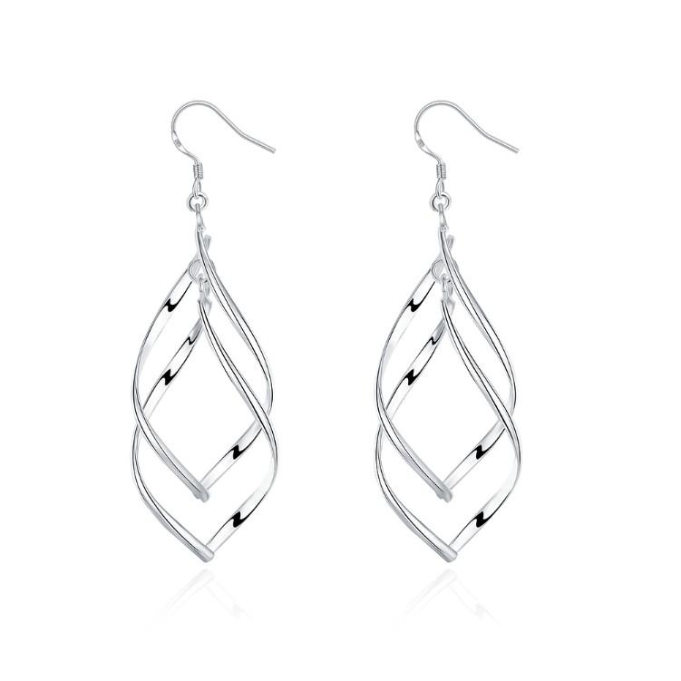 Silver Spiral Hook Earrings Set in 18K White Gold Plated - ALILY  www..com fashion jewelry for women