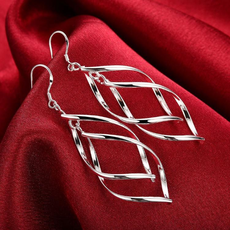 Silver Spiral Hook Earrings Set in 18K White Gold Plated - ALILY  www..com fashion jewelry for women