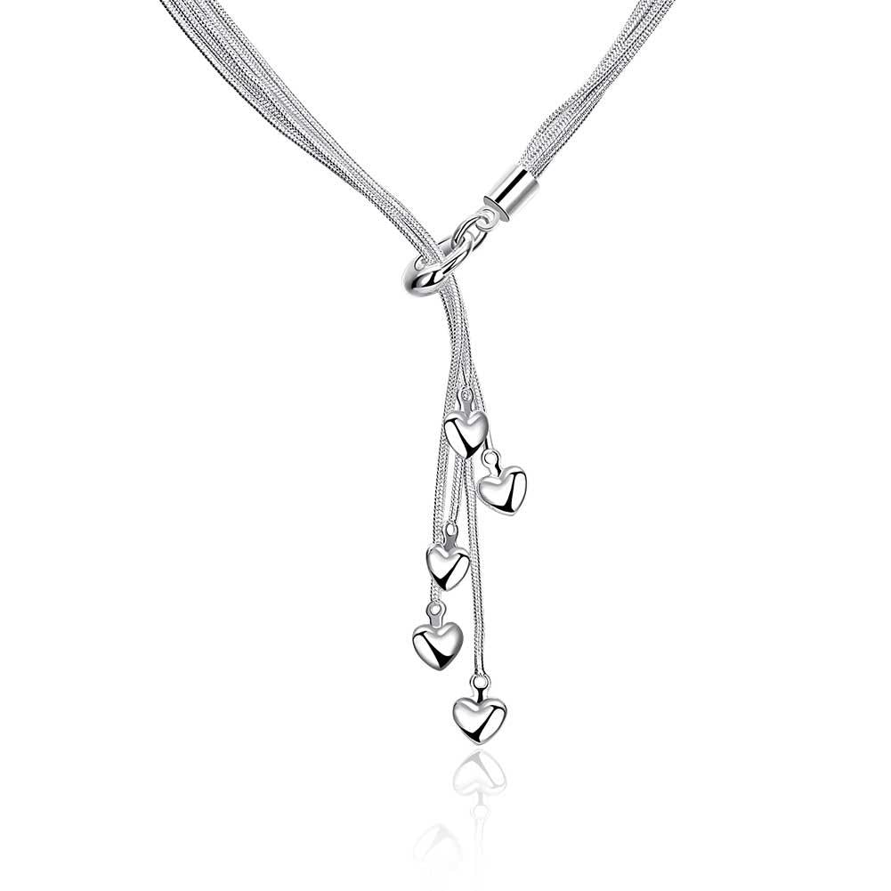 5 Dangling Heart in 18K White Gold Plated 18", Necklace, ALILY , ALILY   jewelryjewelry deals, swarovski crystal jewelry, groupon jewelry,, jewelry for mom,