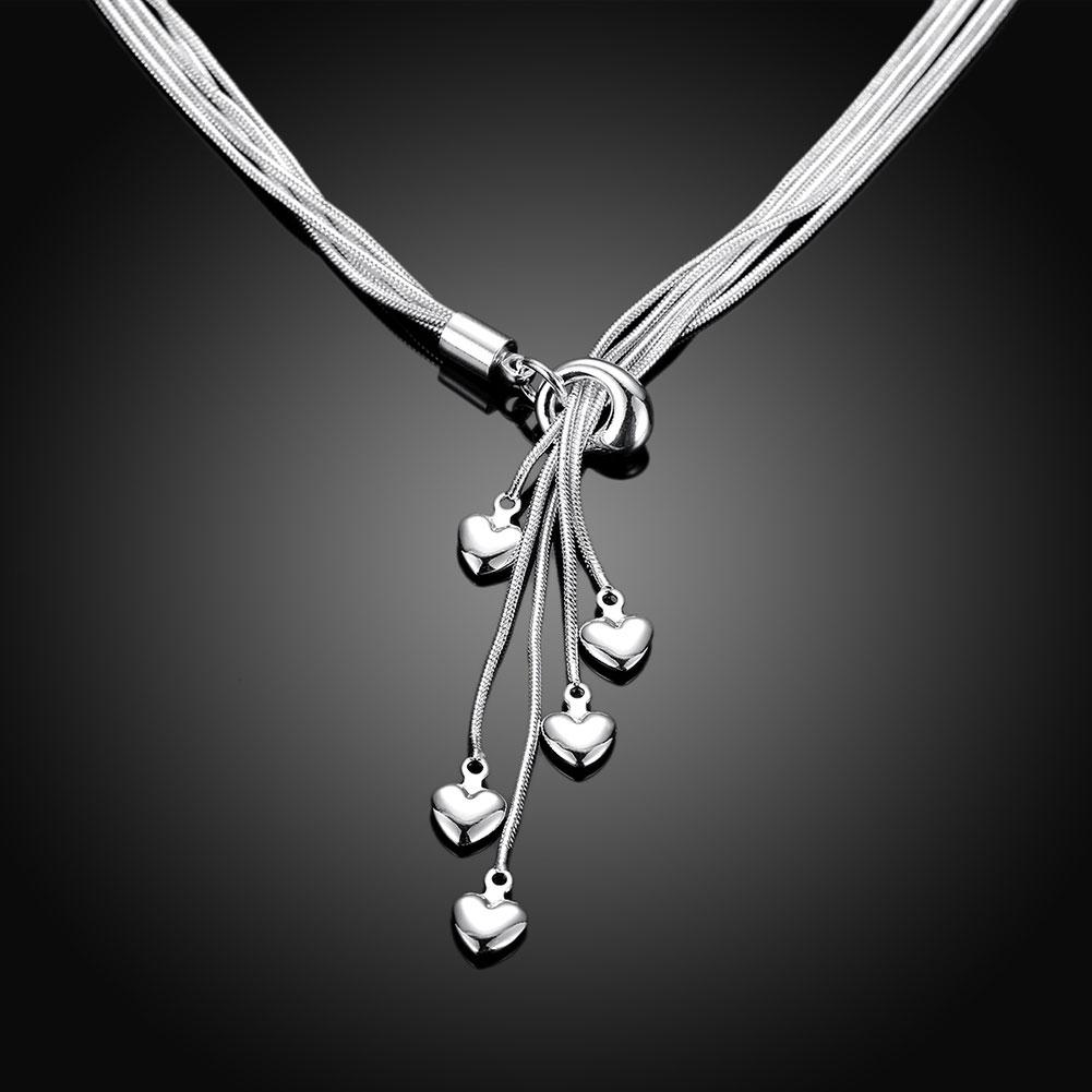 5 Dangling Heart in 18K White Gold Plated 18", Necklace, ALILY , ALILY   jewelryjewelry deals, swarovski crystal jewelry, groupon jewelry,, jewelry for mom,