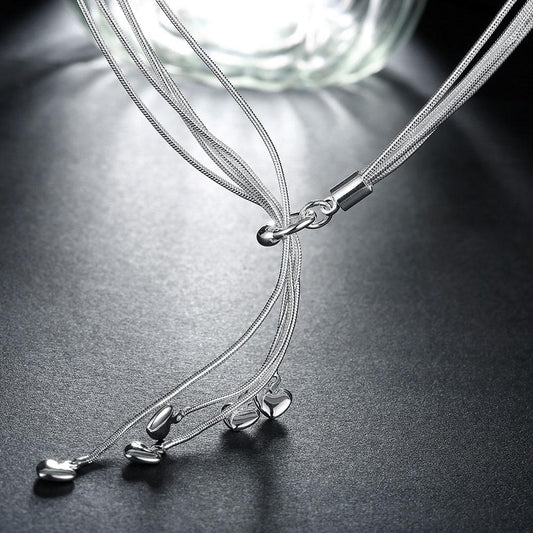 5 Dangling Heart in 18K White Gold Plated 18", Necklace, ALILY , ALILY   jewelryjewelry deals, swarovski crystal jewelry, groupon jewelry,, jewelry for mom,