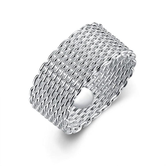 Sterling Silver Plated Woven Mesh Ring - ALILY  www..com fashion jewelry for women