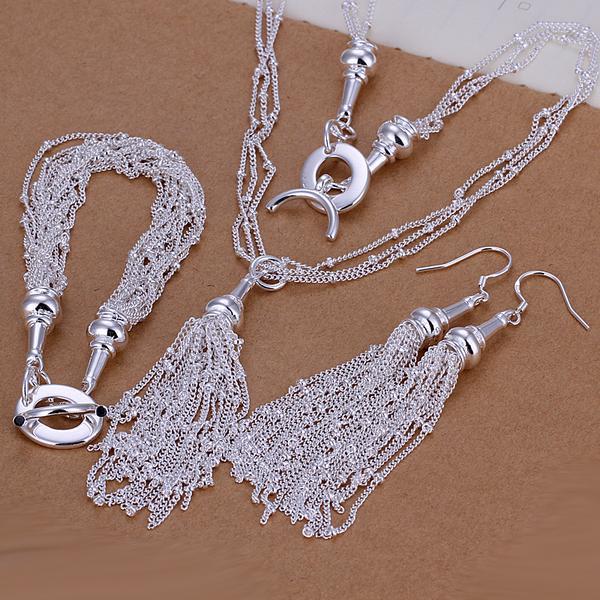 3 Piece Fringe Tassell 18K White Gold Plated Set in 18K White Gold Plated