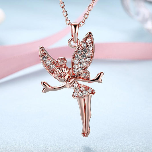 18K Rose Gold Plated Swarovski Elements Flying Angel Necklace, , ALILY , ALILY   jewelryjewelry deals, swarovski crystal jewelry, groupon jewelry,, jewelry for mom,