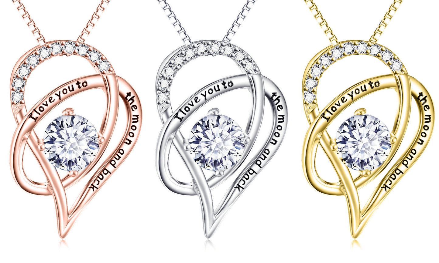 Mother's Day I Love You To The Moon & Back Austrian Elements Necklace & Gift Box   - ALILY