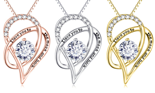 Mother's Day I Love You To The Moon & Back Austrian Elements Necklace & Gift Box   - ALILY