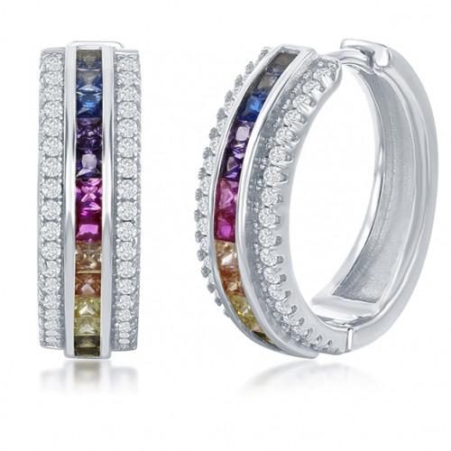 18K Gold Plated Rainbow Swarovski Pav’e Hoop Earrings - 2 Styles, , ALILY , ALILY   jewelryjewelry deals, swarovski crystal jewelry, groupon jewelry,, jewelry for mom,