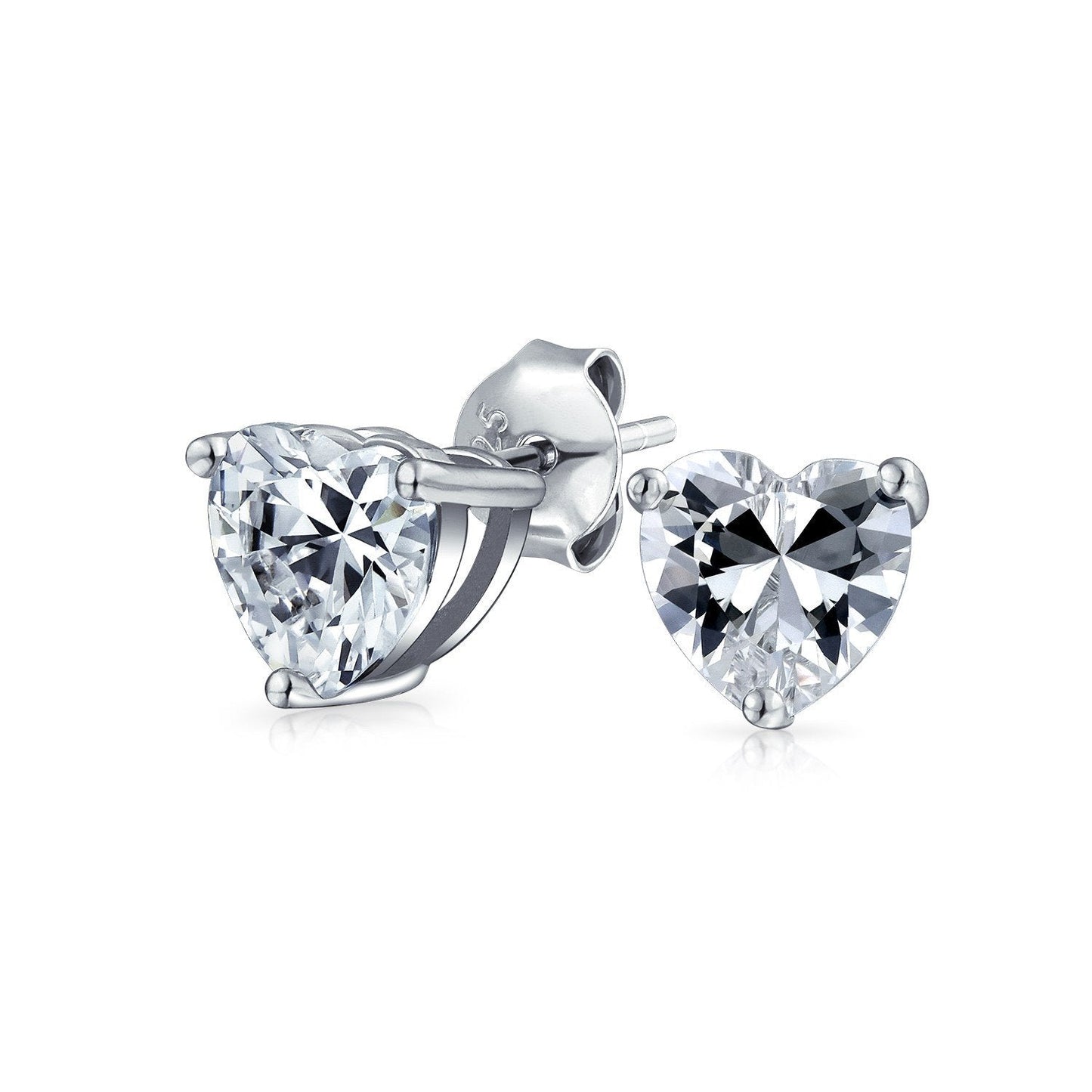 Heart Stud Earrings Made with  Elements in Sterling Silver Plated