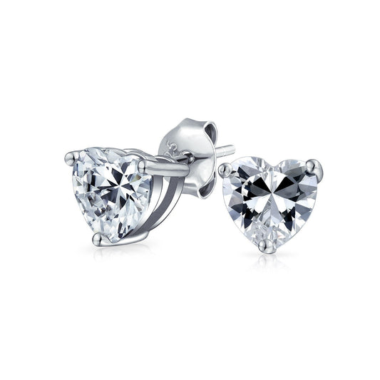 Heart Stud Earrings Made with  Elements in Sterling Silver Plated