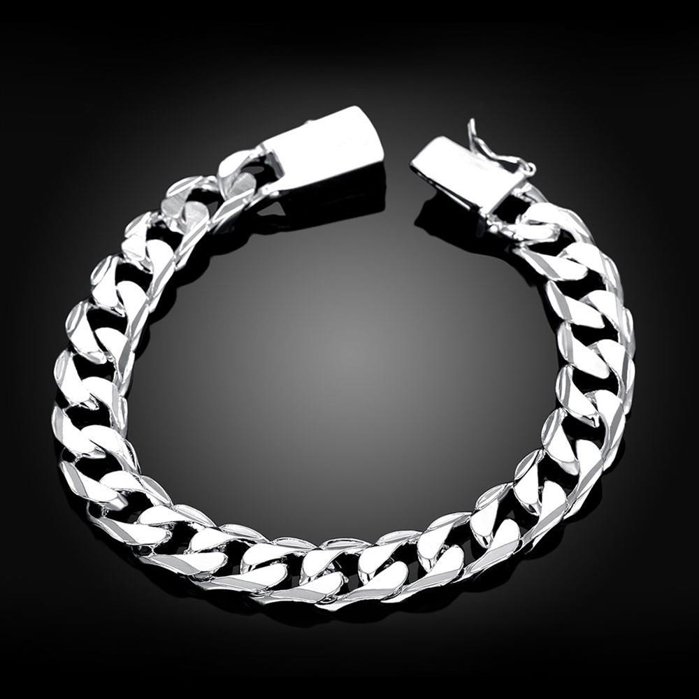 Silver Plated Unisex Curb Chain Italian Bracelet   - ALILY