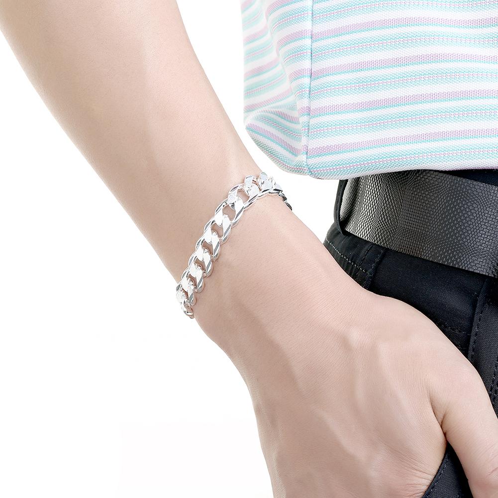 Silver Plated Unisex Curb Chain Italian Bracelet   - ALILY