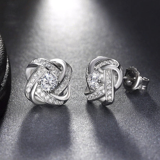 18K White Gold Plated Infinity Twist Stud Earring with  Austrian Crystals, , ALILY , ALILY   jewelryjewelry deals, swarovski crystal jewelry, groupon jewelry,, jewelry for mom,