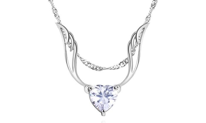 Guardian Angel Wing Necklace Made with Swarovski Crystal, , ALILY , ALILY   jewelryjewelry deals, swarovski crystal jewelry, groupon jewelry,, jewelry for mom, 