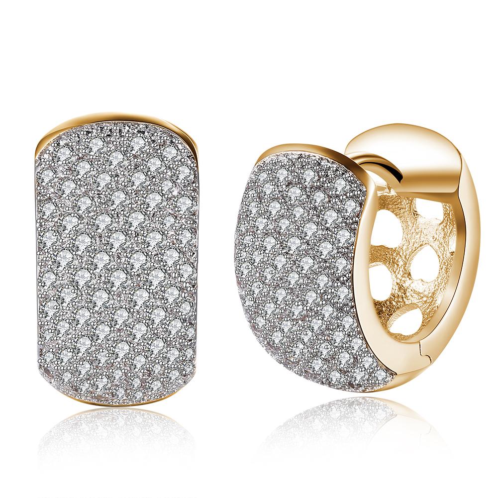 Crystals 16mm Pave Heart Filigree Huggie  Earring